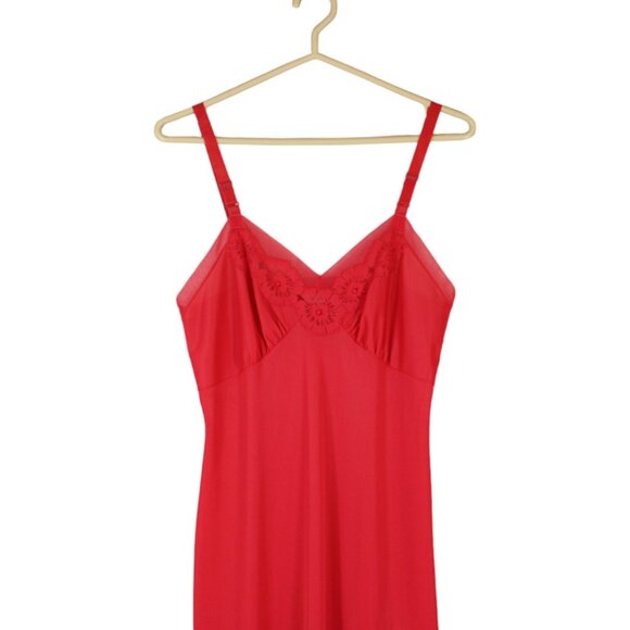 Vintage Red Vanity Fair Dress Slip Midi Length Size 34 Adjustable Straps SP75 - Picture 5 of 10